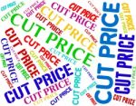 Cut Price Representing Lowering Lower And Words Stock Photo