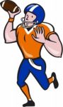 American Football Quarterback Throw Ball Isolated Cartoon Stock Photo