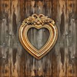 Big Retro Gold Heart Shape Picture Frame Stock Photo