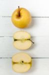 Fresh Tasty Yellow Apple Fruits Isolated On A White Background Stock Photo