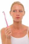 Girl With Toothbrush Stock Photo