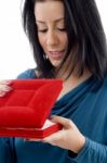 Female Holding Jewelry Box Stock Photo