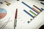 Business Graph And Pen Stock Photo