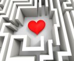 Finding Love Or Girlfriend Shows Heart In Maze Stock Photo