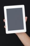 Holding A Digital Tablet Stock Photo