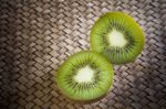 Kivi Fruit On Wood Table Stock Photo