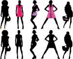 Silhouette Fashion Girls Stock Photo