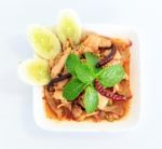 Hot Spicy Thai Cuisine Pork Salad Stock Photo