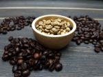 Roasted And Unroasted Coffee Beans Stock Photo