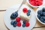 Fresh Raspberry And Blueberry Cake Stock Photo