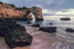 Beautiful Beach Of Albandeira Stock Photo