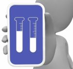 Test Tubes Online Represents Mobile Phone And Analysis 3d Render Stock Photo