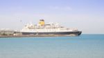 Huge Ship Docked In Sea Port Stock Photo