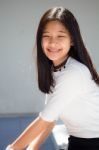 Portrait Of Thai Student Teen Beautiful Girl Relax And Smile Stock Photo