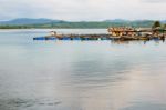 Fish Farm With Floating Cages Stock Photo