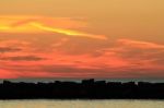 Fall Sunset On Lake Michigan Stock Photo