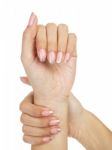 Women Hands With Nail Manicure Stock Photo