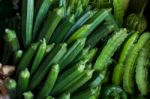 Fresh Angled Loofah Angled Gourd Fruits In Basket Stock Photo