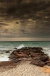 Storm Over Breakwater Stock Photo