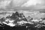 View From Sass Pordoi In The Upper Part Of Val Di Fassa Towards Stock Photo