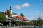 View Of The Evangelical Parish Church In Attersee Stock Photo