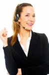 Businesswoman With Headset Stock Photo