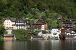 View Of Hallstatt From Hallstatt Lake Stock Photo