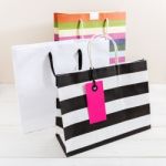 Shopping Bags With Pink Tag Stock Photo