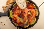 Roasted Shrimps With Zucchini And Tomatoes Stock Photo