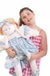 Little Girl With Doll Stock Photo