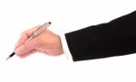 Hand Of Business Man Writing Stock Photo