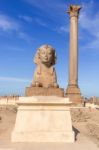 Pompey's Pillar In Center Of Alexandria City, Egypt Stock Photo