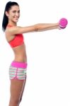 Fitness Woman Lifting Dumbbells Stock Photo