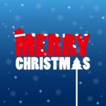 Merry Christmas Text Wear Santa Hat Stock Photo