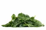 Pile Of Fresh Spinach, Isolated On A White Background Stock Photo