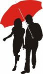 Couple Under The Umbrella Stock Photo