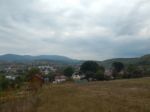 Mountain Panorama, Landscape And Buildings Stock Photo