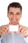 Man Holding Card Stock Photo