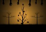 Halloween Skull Mask Dead Tree Hand  Stock Photo