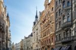 Ornate Apartment Blocks In Prague Stock Photo