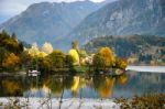 Scenic Autumn View Over Lago D'idro Italy Stock Photo