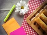 Homemade Deep Frying Spring Rolls With White Daisy Stock Photo