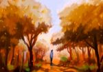 Illustration Digital Painting Fall Landscape Stock Photo