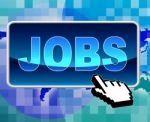 Jobs Button Shows World Wide Web And Position Stock Photo