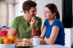 Couple Having Breakfast Stock Photo