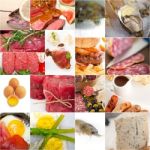 High Protein Food Collection Collage Stock Photo