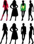 Silhouette Fashion Girls Stock Photo