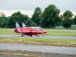 Red Arrows Display Team 50th Anniversary At Biggin Hill Airport Stock Photo