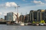 Thames Barge Moored On The River Thames Stock Photo