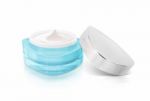 Blue Triangle Cosmetic Jar On White Background Stock Photo